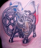 bull_and_chain_ring_chech_flag_tattoo_by_larry_brogan